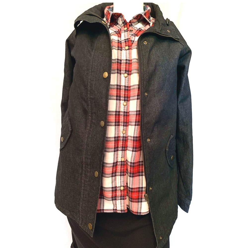 Zaful NWT Black Denim Stand Collar Jean Jacket XL